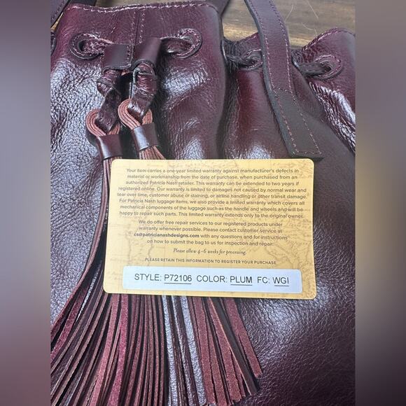 NWT Patricia Nash 10th Anniversary Plum Soft Leather Drawstring Witney Tote - Picture 5 of 9